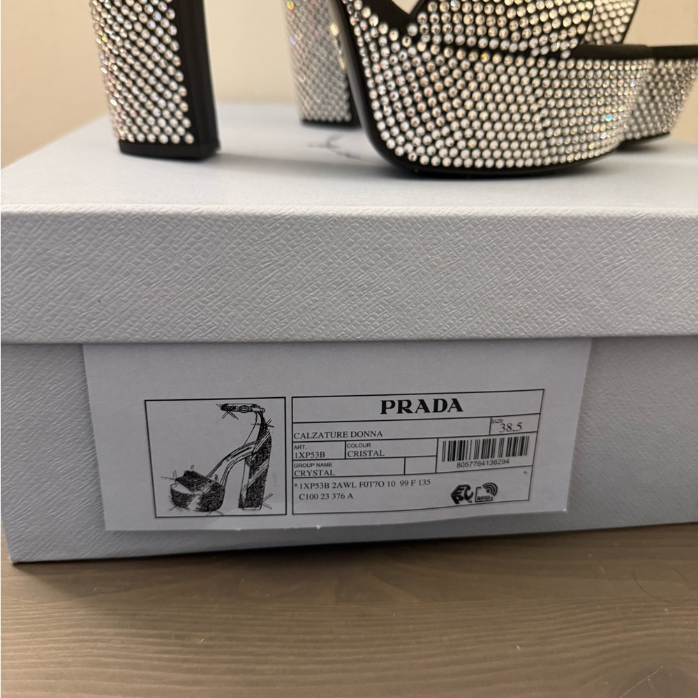 Prada Black and Silver Heels with Block Heel - Picture 5 of 6